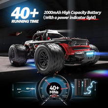 UNO1RC 1:14 Fast Shark RC Cars with Colorful Led Lights,40KM/H High Speed Remote Control Car,4X4 RTR All Terrains RC Monster Truck,Waterproof Off-Road with 2 Batteries Level Indicator for Adults Boys