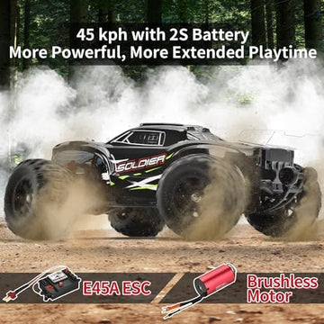 UNO1RC 1:16 RTR Brushless High Speed RC Cars for Adults, Max 42mph Hobby Electric Off-Road Jumping RC Monster Trucks, Oil Filled Shocks Remote Control Car with 2 Batteries for Boys