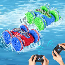 UNO1RC 2 Pack Amphibious Remote Control Cars for Boys 5-12, 4WD 2.4GHz Waterproof RC Stunt Car for Kids, Rotating 360° Off Road All Terrain RC Vehicle Water Beach Pool Toy