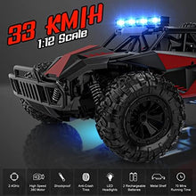 UNO1RC Remote Control Car - 2.4GHz High Speed 33KM/H RC Cars Toys, 1:12 Monster RC Truck Off Road Hobby Toys with LED Headlight and Rechargeable Battery Gifts for Adults Boys 8-12 Kids