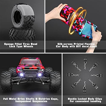 UNO1RC 1:12 Scale RC Cars 903 RC Monster Truck, 38 km/h Speed Hobby Fast Remote Control Trucks for Kids and Adults Toy Gifts, 2.4 GHz 4WD Electric Powered, Ready to Run, 40+ Min Playtime
