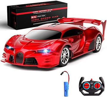 UNO1RC Remote Control Car 2.4Ghz Rechargeable High Speed 1/18 RC Cars Toys for Boys Girls Vehicle Racing Hobby with Headlight Christmas Birthday Gifts for Kids (Red)