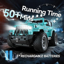 UNO1RC Remote Control Jeep Car with Fog Mist & Music, 1:16 Remote Control Truck for Boys, 2.4Ghz RC Car Toy with 2 Batteries, All Terrain SUV Gifts Crawler with Trailer Hitch