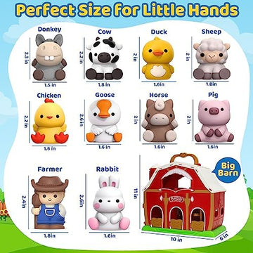 UNO1RC Big Red Barn Farm Animal Playset for 1,2,3 Year Old, Learning Toys Sensory & Cognitive Development Montessori Toys, Christmas Birthday Easter Gift for Baby Toddler Boys Girls Age 12-18 Months