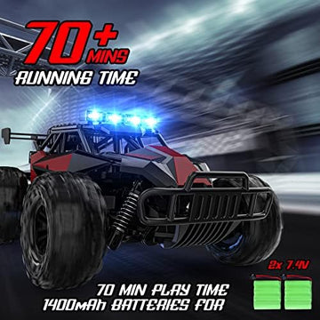 UNO1RC Remote Control Car - 2.4GHz High Speed 33KM/H RC Cars Toys, 1:12 Monster RC Truck Off Road Hobby Toys with LED Headlight and Rechargeable Battery Gifts for Adults Boys 8-12 Kids