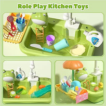 UNO1RC STONE Play Sink with Running Water, Kitchen Sink Toys with Upgraded Electric Faucet, Play Kitchen Toy Accessories, Pool Floating Fishing Toys for Water Play, Kids Role Play Dishwasher Toy