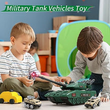 UNO1RC STONE 2-in-1 Army Tank Toys, Military Vehicles Playset with Rotating Turret, Catapult Track, Realistic Sound & Light for Boys 3-7 Years