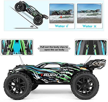 UNO1RC RC Cars Hailstorm, 36+KM/H High Speed 4WD 1:18 Scale Waterproof Truggy Remote Control Off Road Monster Truck with Two Rechargeable Batteries, RTR All Terrain Toys for Kids and Adult