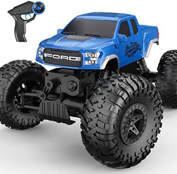 UNO1RC E Ford Raptor F150 RC Car 4WD 2 Motors Monster Trucks for Boys, 11 Inches Off Road Crawler Vehicle Truck Toy with Rechargeable Battery Gift for Boys Girls 6 7 8 9 10 11 12 Years-Blue