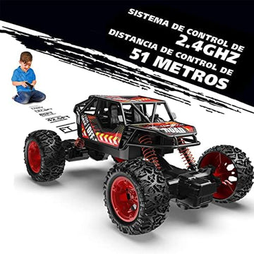 UNO1RC DE66 RC Cars W/Metal Shell, 2.4GHz Remote Control Car W/ 2 Batteries, Alloy Monster Truck for Kids, 60Mins Play Time 175 FT Control Distance Electric Toy Off-Road Crawler Gift for Boys Girls