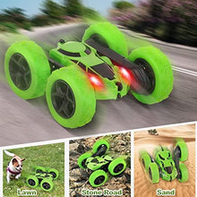 UNO1RC Control Car Stunt RC Cars, 90 Min Playtime, 2.4Ghz Double Sided 360° Rotating RC Crawler with Headlights, 4WD Off Road Drift RC Race Car Toy for Boys and Girls Aged 6-12 Green