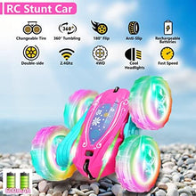 UNO1RC TO FLY Remote Control Car Stunt Cars: Rc Car Girl Double Sided Race Car with Wheel Lights RC Crawler with Headlights Xmas Birthday Gift for 6 7 8 9 10 11 12 Yr Old Kids Girls Boys