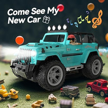 UNO1RC Remote Control Jeep Car with Fog Mist & Music, 1:16 Remote Control Truck for Boys, 2.4Ghz RC Car Toy with 2 Batteries, All Terrain SUV Gifts Crawler with Trailer Hitch