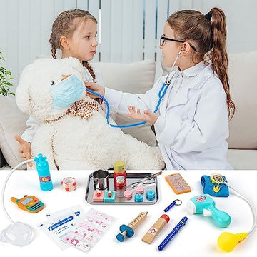 UNO1RC Doctor Kit for Kids, 34 Pcs Pretend Playset for Toddlers, Doctor kit for Toddlers 3-5, with Medical Bag, Stethoscope and Other Accessories, for Boys and Girls Fun Role Playing Game