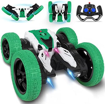 UNO1RC RC Stunt Car, Double-Sided Rotation 360° Flips, 4WD Electric Remote Control Car, Indoor Outdoor Car Toy for Boys Girls 4 5 6 7 8 9 10 11 12+ Year Old Birthday Gifts (Green)