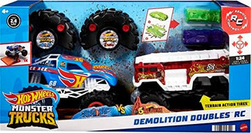 UNO1RC Wheels RC Monster Trucks 2-Pack, 1 Race Ace & 1 HW 5-Alarm in 1:24 Scale, Full-Function Remote-Control Toy Trucks