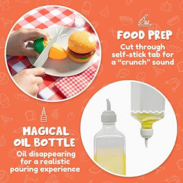 UNO1RC 34 PCS Cooking Toy Set, Kitchen Toy Set, Toy BBQ Grill Set, Little Chef Play, Kids Grill Playset Interactive BBQ Toy Set for Kids