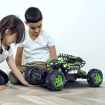 UNO1RC 1:12 Large RC Cars for Boys with Upgraded Lifting Function, 2.4GHz 4WD Remote Control Car Toy Gifts 20km/h Monster Truck for Kids, All Terrain RC Truck for 60Min Play(Green)