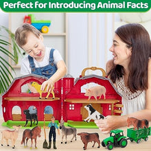 UNO1RC Animals Toys for 1 2 3 Year Old Toddlers Girls Boys, Big Red Barn Farm with Figures Animals Toy and Tractor Toys for Kids, Farm Playset Educational Learning Toys, Ideal Christmas Birthday Gifts