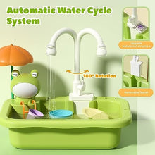 UNO1RC STONE Play Sink with Running Water, Kitchen Sink Toys with Upgraded Electric Faucet, Play Kitchen Toy Accessories, Pool Floating Fishing Toys for Water Play, Kids Role Play Dishwasher Toy