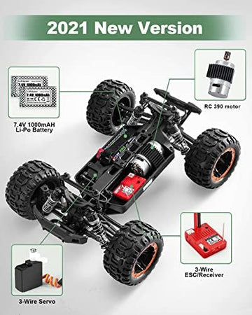 UNO1RC RC Cars 16889, 1:16 Remote Control Car for Adults, High-Speed 36km/h RC Trucks RTR RC Crawler 2.4G All Terrain Waterproof Off-Road Vehicle with 2 Batteries Gifts Toys for Kids, Boys 8+