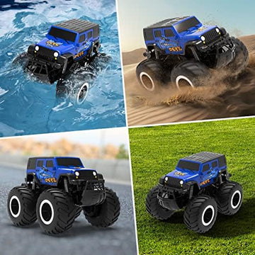 UNO1RC Amphibious Remote Control Car Toys for Boys 2.4GHz 1:16 All Terrain Off-Road RC Car Waterproof RC Monster Truck Kids Pool Toys Remote Control Boat Gifts for Kids Boys