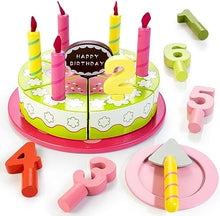 UNO1RC Wooden Cutting Birthday Cake for Kids, DIY Pretend Play Food Set for Toddlers 1-6 Years Old, Learning Educational Montessori Party Toys for Boys Girls Gifts