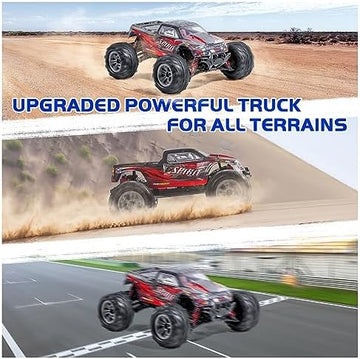 UNO1RC 1:16 Scale All Terrain RC Cars, 4WD 36km/h High Speed Remote Control Trucks, 2.4Ghz Off-Road RC Car with 2 of 7.4V 2000mAh Batteries Hobby Racing Car Waterproof Vehicle Toys for Kid and Adult