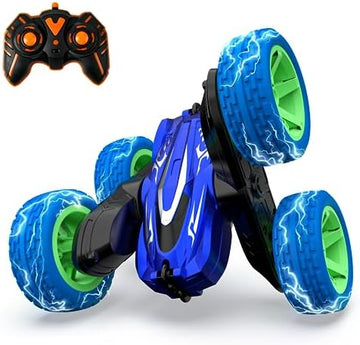 UNO1RC Remote Control Car | 2.4Ghz Mini RC Cars with Rechargeable Battery, 360° Flips Rotating Double Side Stunt Car | Electric Toy Cars for Kids | Birthday Gift for Boys & Girls-Blue