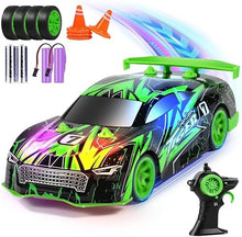 UNO1RC Remote Control Car, RC Drift Stunt Car with LED Lights Glow,14KM/H High-Speed, Rc Car with 2 Rechargeable Batteries, Toy Cars for Boys 4-7, 8-12, Remote Cars for Kids