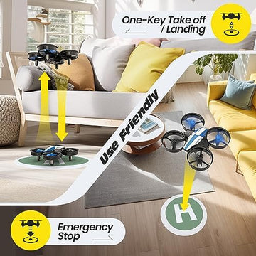 UNO1RC Stone Mini Drone for Kids and Beginners RC Nano Quadcopter Indoor Small Helicopter Plane with Auto Hovering, 3D Flip, Headless Mode and 3 Batteries, Great Gift Toy for Boys and Girls, Blue