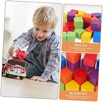 UNO1RC 60pcs Color Building Blocks Squares Kid Toy Stacking Toy Educational Toys Kids Toys Toy for Kids Children's Toys Puzzle Toys Kids Building Blocks Kids playset Pupils Wood Plate Box