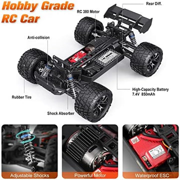 UNO1RC RC Car, 1:18 Remote Control Car Hailstorm 18858, 36km/h High-Speed Hobby RC Truck Waterproof 4WD Off-Road Electric Buggy with 2 Batteries, Vehicle Gift for Adults and Boys, Kids