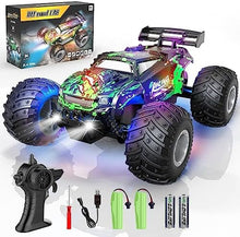 UNO1RC RC Car, 1:18 Scale All Terrain RC Truck, 2WD 20Km/h Remote Control Car, Remote Control Truck with LedLight and Two Rechargeable Batteries, Monster Truck Off Road Racing Car for Kid and Adult