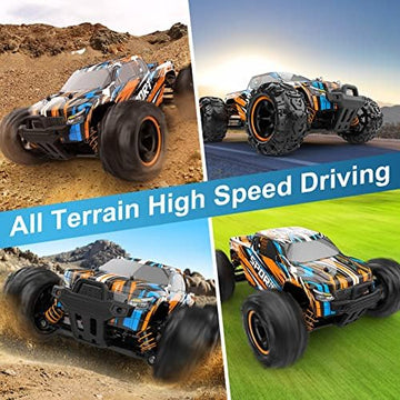 UNO1RC Control Car RC Cars for Adults Kids, 1:18 RC Car RC Truck, 4WD High Speed 40+ KM/H Off Road Monster Trucks for Boys, 2.4GHz Toy Trucks with 5 Batteries, 50+ Mins Play Gift Orange