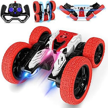 UNO1RC Stunt Car for Kids - OWNONE Double Side Remote Control Car for Boys, 360°Flips Rotating Stunt Car with LED Lights, 4WD 2.4Ghz Rechargeable Stunt Remote Control Car Toy (Red)