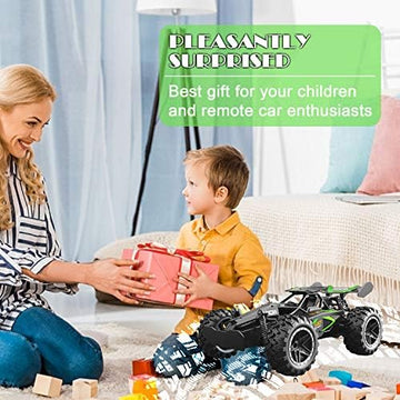 UNO1RC Remote Control RC Cars, 1:18 2WD Monster RC Truck High Speed Racing Car, Easter Basket Stuffers Toy Cars for Boys and Girls Gifts for Kids(Black Green)