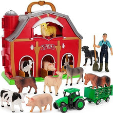 UNO1RC Animals Toys for 1 2 3 Year Old Toddlers Girls Boys, Big Red Barn Farm with Figures Animals Toy and Tractor Toys for Kids, Farm Playset Educational Learning Toys, Ideal Christmas Birthday Gifts