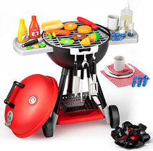 UNO1RC 34 PCS Cooking Toy Set, Kitchen Toy Set, Toy BBQ Grill Set, Little Chef Play, Kids Grill Playset Interactive BBQ Toy Set for Kids