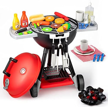 UNO1RC 34 PCS Cooking Toy Set, Kitchen Toy Set, Toy BBQ Grill Set, Little Chef Play, Kids Grill Playset Interactive BBQ Toy Set for Kids