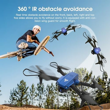 UNO1RC with 4K HD FPV Dual Camera for Adults and Kids, Mini RC Drone with 3D Flips/Altitude Hold/Headless Mode/Gesture Selfie/Waypoint Flight, 2 Batteries and Case, Gifts for Boys and Girls