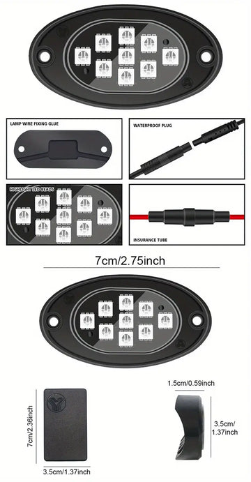 Rock Lights For Trucks, 4/6/8/10 Pods RGB LED Rock Lights With APP/Remote Control & Music Mode,  For Pickup Off Road Jeep RZR SUV ATV UTV Car