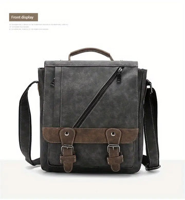 【WEIXIER】 Adjustable Men's Single Satchel Bag, Large Capacity Waterproof Leather Bag