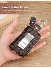 Leather Car Key Case Business Key Shell Waist Hanging Zipper Key Protection Case Car Key Leather Case Smart One-button Start Remote Control Key Case