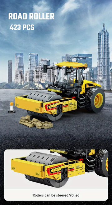 City Engineering Construction Vehicle Model Building Blocks Kits Grader Paver Road Rollers Excavators Car Truck Assembly Bricks Kids Toys Boys Birthday Gifts