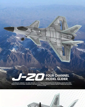 Professional Four-channel Stunt Remote Control Aircraft, Children's Fixed-wing Aircraft Model, Competition Stunt J-20 Fighter Toy Model, Remote Control Aircraft