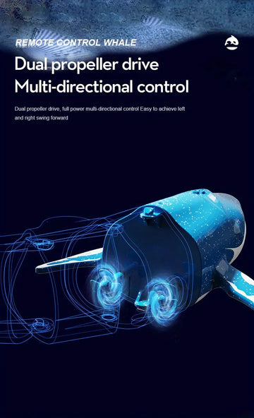 Simulated Remote Control Diving Whale Can Dive Out Of The Water, Move Forward Turn Left And Turn Right, Children's Toy, Spiral Drive, Water Spray Function, Water Protection Power Failure Protection