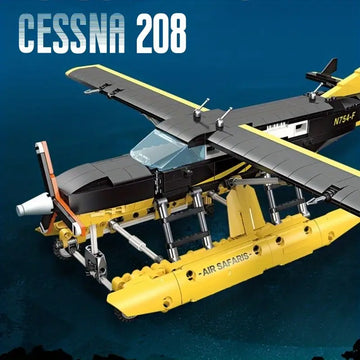 JIESTAR High Tech Cessna 208 Caravan Amphibious Type Plane Twin-rotor Helicopter Aircraft Airplane AV-8II Harrier Attack Aircraft Moc Bricks Technical Model Building Blocks Boys Toys