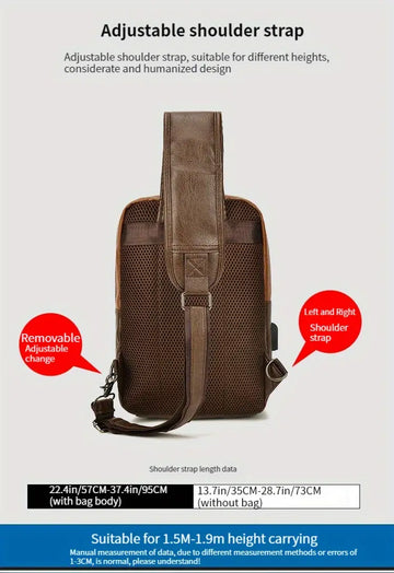 Men's Casual Large Capacity PU Leather Crossbody Bag Chest Bag