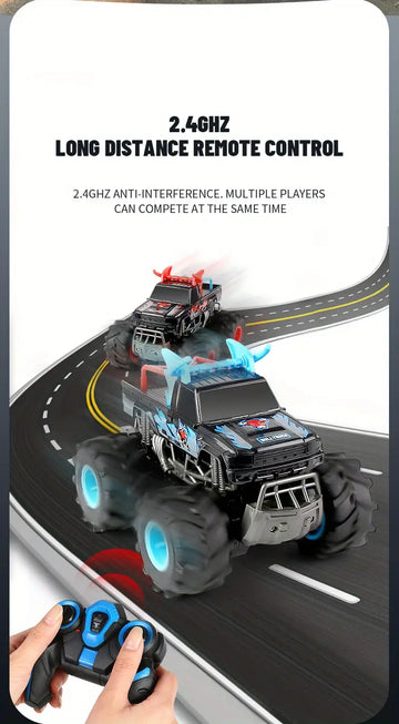 Marine Amphibious Remote Control Car, Big Foot Little Monster Car, 2.4G Climbing Off-road Vehicle, Stunt Rotation, Fun Toy Car, Birthday Gift For Boys